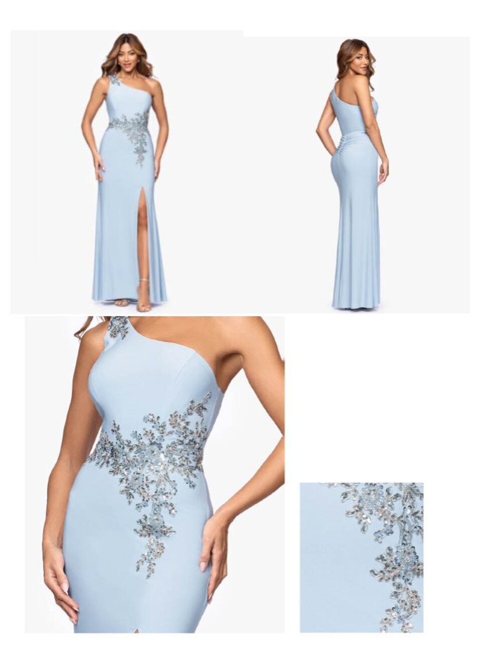 XSCAPE Petite One-Shoulder Applique Ball Gown